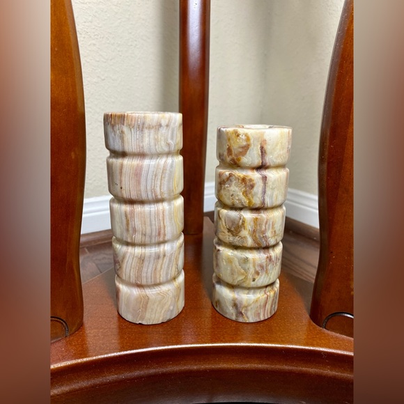 Candle Holders Set of 2 Decorative Onyx hand caved Multicolour - Picture 7 of 13